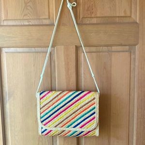 VINTAGE 1960-1970 Lesco Striped Straw Cross body bag